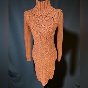 Final sale today Moda Wool Blend Rust Cable Knit Sweater Dress Women’s S